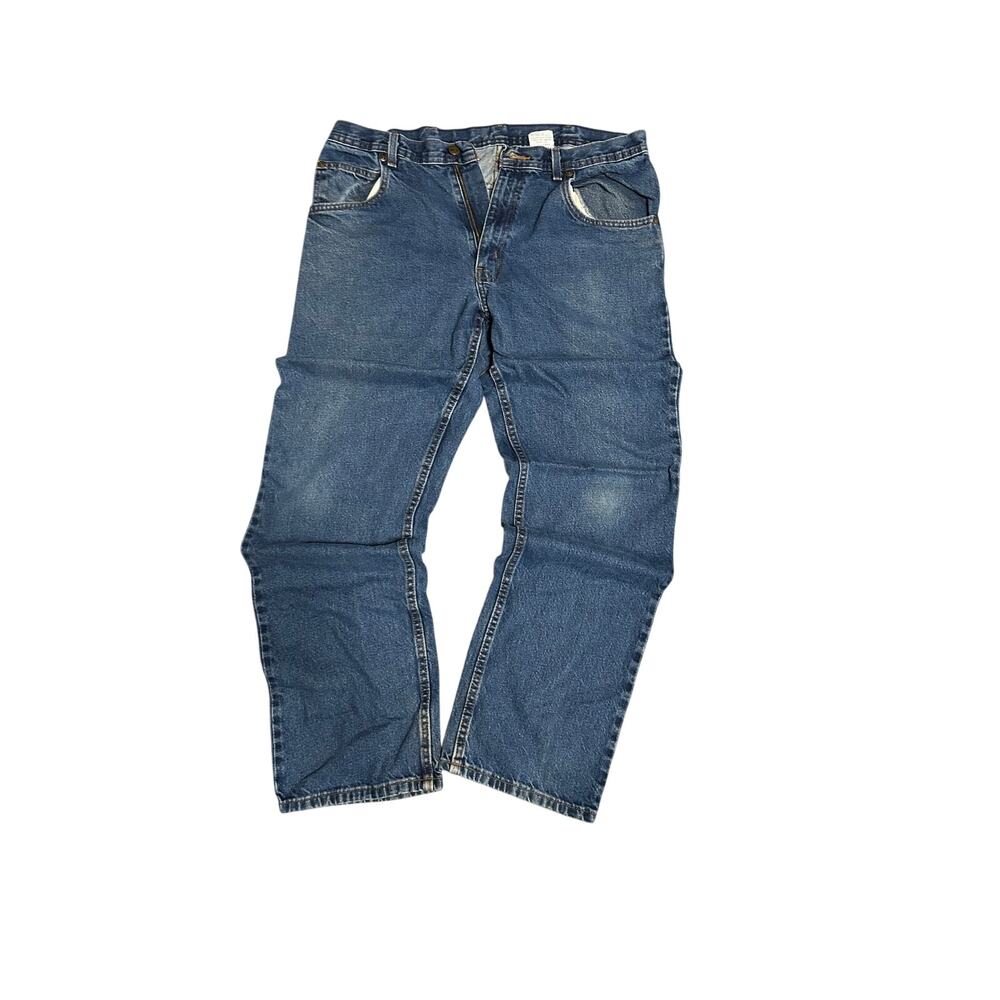 36” waist x 32” inseam vintage Key blue denim jeans. Straight relaxed